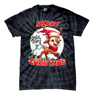 Merry Christmas Christmas Reindeer Christmas Lights Tangled Tank Top Tie-Dye T-Shirt