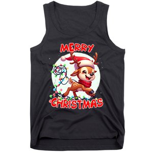 Merry Christmas Christmas Reindeer Christmas Lights Tangled Tank Top Tank Top