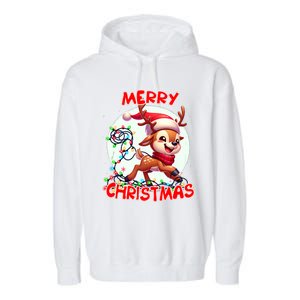 Merry Christmas Christmas Reindeer Christmas Lights Tangled Tank Top Garment-Dyed Fleece Hoodie