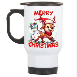 Merry Christmas Christmas Reindeer Christmas Lights Tangled Tank Top Stainless Steel Travel Mug