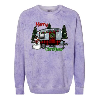 Merry Christmas Camper Light Snowman Hippie Christmas Tree Colorblast Crewneck Sweatshirt