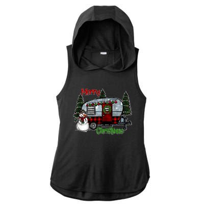 Merry Christmas Camper Light Snowman Hippie Christmas Tree Ladies PosiCharge Tri-Blend Wicking Draft Hoodie Tank