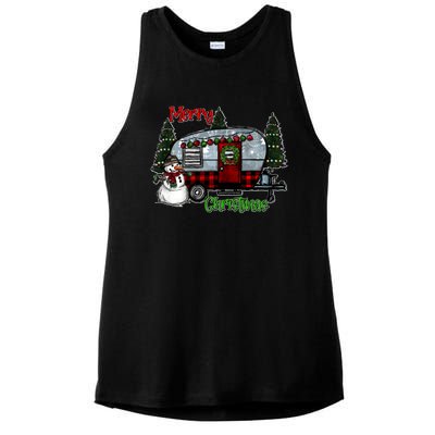 Merry Christmas Camper Light Snowman Hippie Christmas Tree Ladies PosiCharge Tri-Blend Wicking Tank