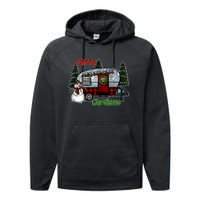 Merry Christmas Camper Light Snowman Hippie Christmas Tree Performance Fleece Hoodie