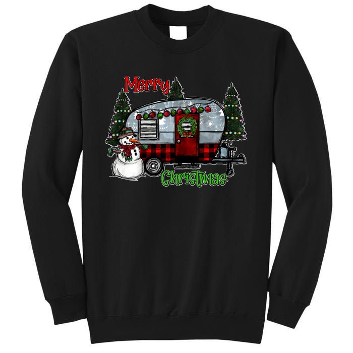 Merry Christmas Camper Light Snowman Hippie Christmas Tree Sweatshirt