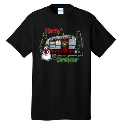 Merry Christmas Camper Light Snowman Hippie Christmas Tree Tall T-Shirt