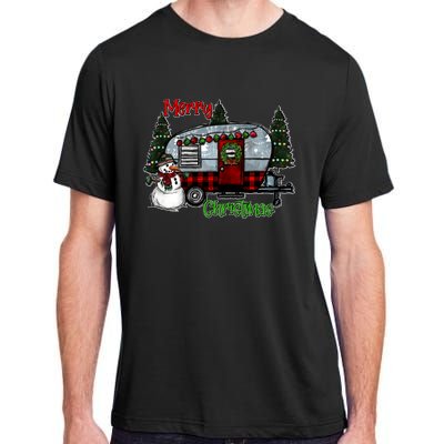 Merry Christmas Camper Light Snowman Hippie Christmas Tree Adult ChromaSoft Performance T-Shirt