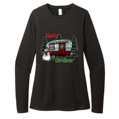 Merry Christmas Camper Light Snowman Hippie Christmas Tree Womens CVC Long Sleeve Shirt