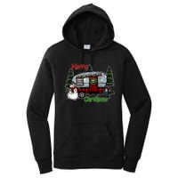 Merry Christmas Camper Light Snowman Hippie Christmas Tree Women's Pullover Hoodie