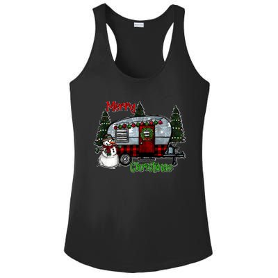 Merry Christmas Camper Light Snowman Hippie Christmas Tree Ladies PosiCharge Competitor Racerback Tank