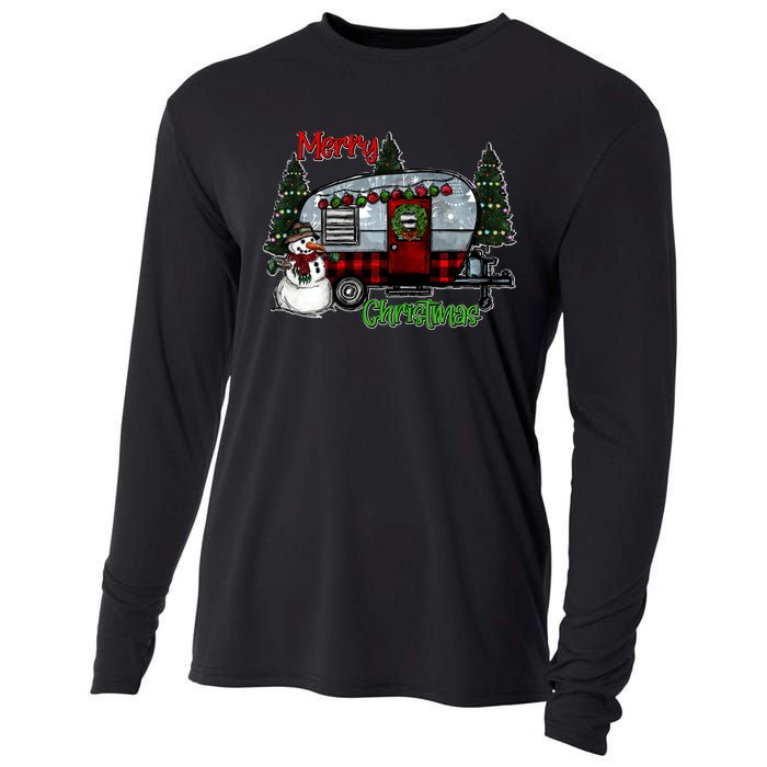 Merry Christmas Camper Light Snowman Hippie Christmas Tree Cooling Performance Long Sleeve Crew