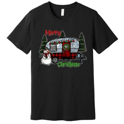 Merry Christmas Camper Light Snowman Hippie Christmas Tree Premium T-Shirt