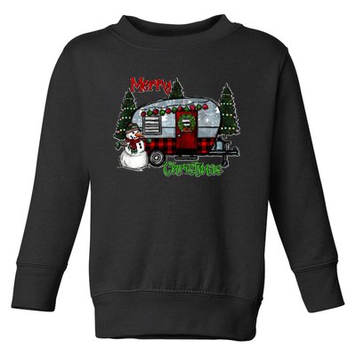 Merry Christmas Camper Light Snowman Hippie Christmas Tree Toddler Sweatshirt