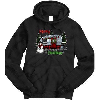 Merry Christmas Camper Light Snowman Hippie Christmas Tree Tie Dye Hoodie