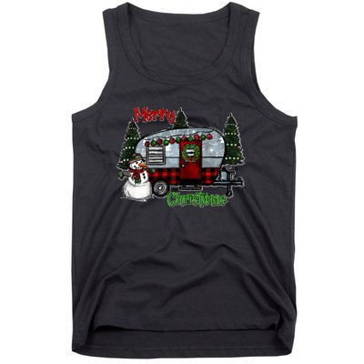 Merry Christmas Camper Light Snowman Hippie Christmas Tree Tank Top