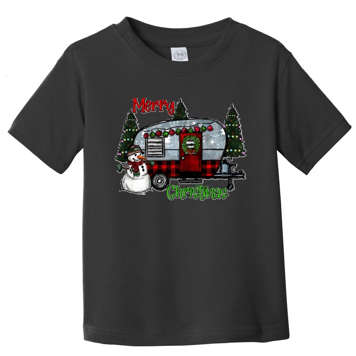 Merry Christmas Camper Light Snowman Hippie Christmas Tree Toddler T-Shirt