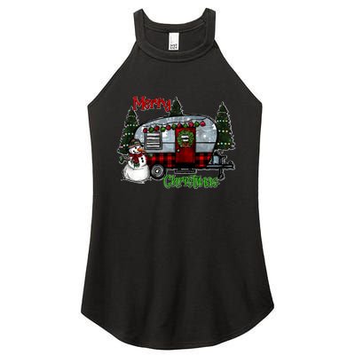 Merry Christmas Camper Light Snowman Hippie Christmas Tree Women's Perfect Tri Rocker Tank