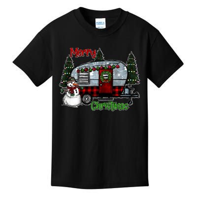 Merry Christmas Camper Light Snowman Hippie Christmas Tree Kids T-Shirt