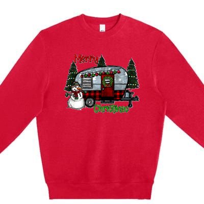 Merry Christmas Camper Light Snowman Hippie Christmas Tree Premium Crewneck Sweatshirt