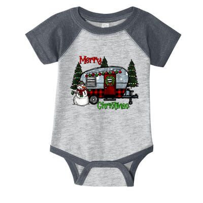 Merry Christmas Camper Light Snowman Hippie Christmas Tree Infant Baby Jersey Bodysuit