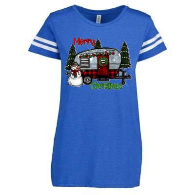 Merry Christmas Camper Light Snowman Hippie Christmas Tree Enza Ladies Jersey Football T-Shirt