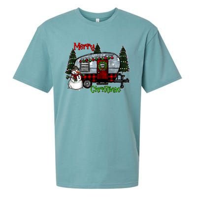 Merry Christmas Camper Light Snowman Hippie Christmas Tree Sueded Cloud Jersey T-Shirt