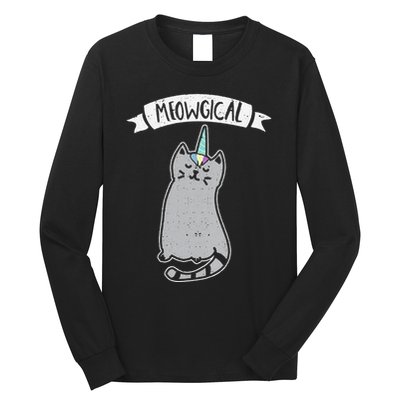 Meowgical Caticorn Cat Unicorn Magical Creature Gift Long Sleeve Shirt