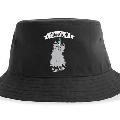 Meowgical Caticorn Cat Unicorn Magical Creature Gift Sustainable Bucket Hat