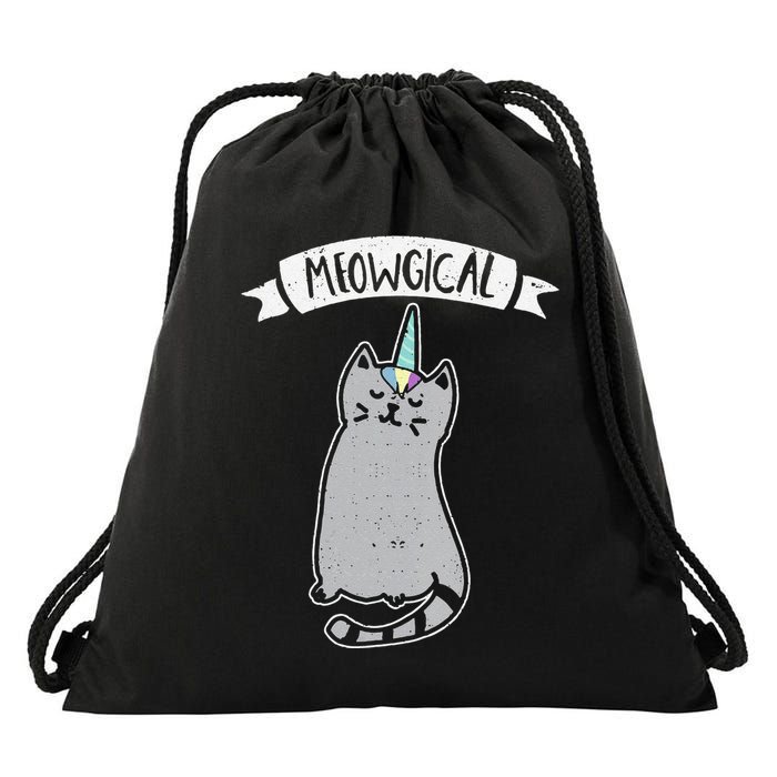 Meowgical Caticorn Cat Unicorn Magical Creature Gift Drawstring Bag