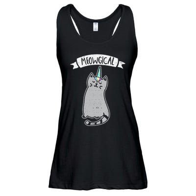Meowgical Caticorn Cat Unicorn Magical Creature Gift Ladies Essential Flowy Tank