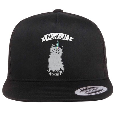 Meowgical Caticorn Cat Unicorn Magical Creature Gift Flatbill Hat