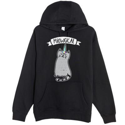 Meowgical Caticorn Cat Unicorn Magical Creature Gift Premium Pullover Hoodie