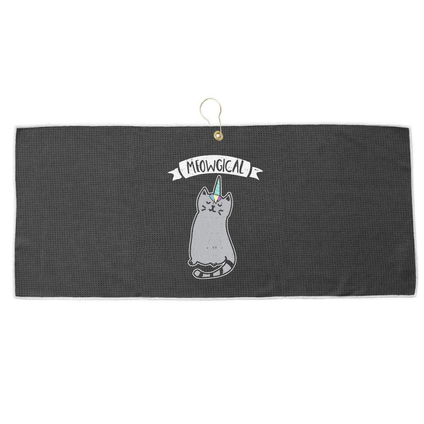 Meowgical Caticorn Cat Unicorn Magical Creature Gift Large Microfiber Waffle Golf Towel