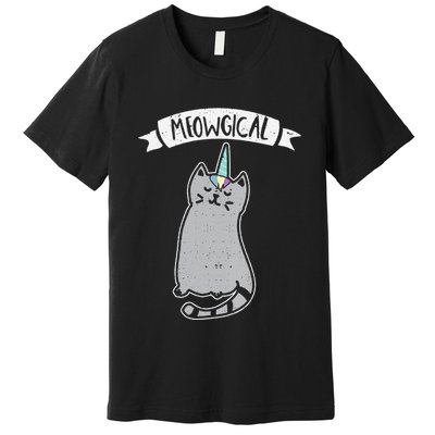 Meowgical Caticorn Cat Unicorn Magical Creature Gift Premium T-Shirt