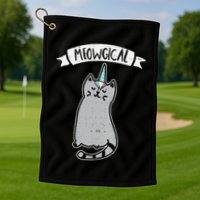 Meowgical Caticorn Cat Unicorn Magical Creature Gift Golf Towel