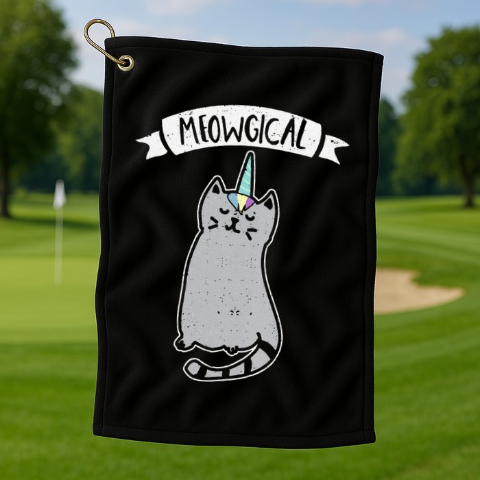 Meowgical Caticorn Cat Unicorn Magical Creature Gift Golf Towel