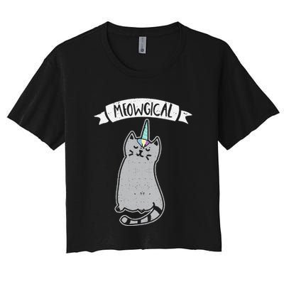 Meowgical Caticorn Cat Unicorn Magical Creature Gift Crop Top