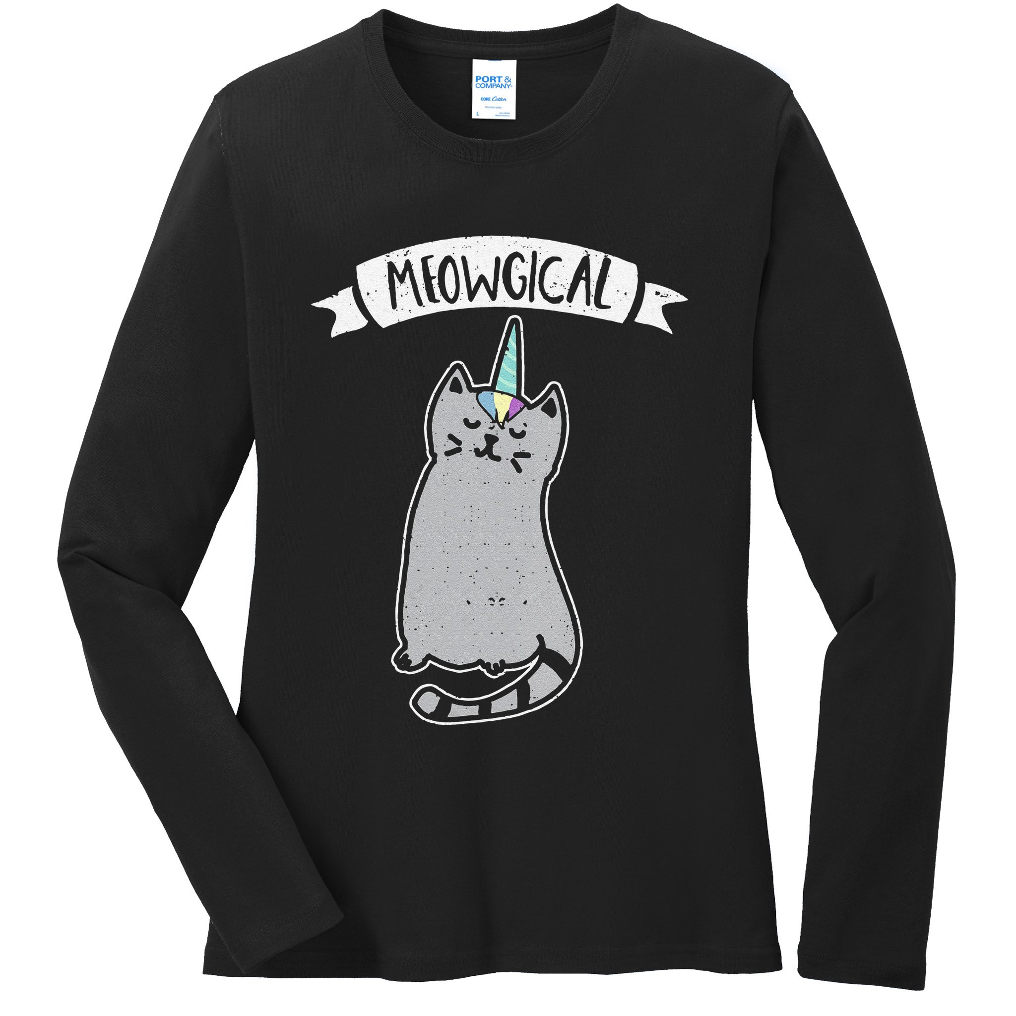 Meowgical Caticorn Cat Unicorn Magical Creature Gift Ladies Long Sleeve Shirt