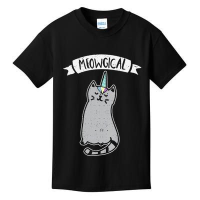 Meowgical Caticorn Cat Unicorn Magical Creature Gift Kids T-Shirt