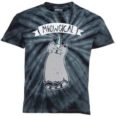 Meowgical Caticorn Cat Unicorn Magical Creature Gift Kids Tie-Dye T-Shirt