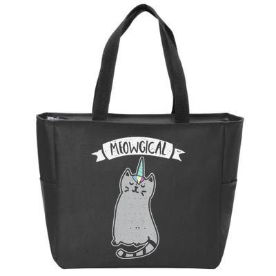 Meowgical Caticorn Cat Unicorn Magical Creature Gift Zip Tote Bag