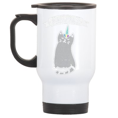 Meowgical Caticorn Cat Unicorn Magical Creature Gift Stainless Steel Travel Mug