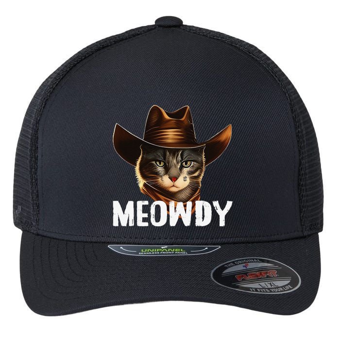 Meowdy Cat Cow Funny Cat Meme Flexfit Unipanel Trucker Cap