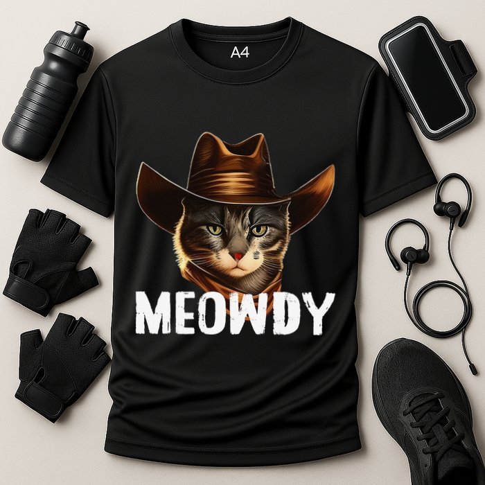 Meowdy Cat Cow Funny Cat Meme Cooling Performance Crew T-Shirt