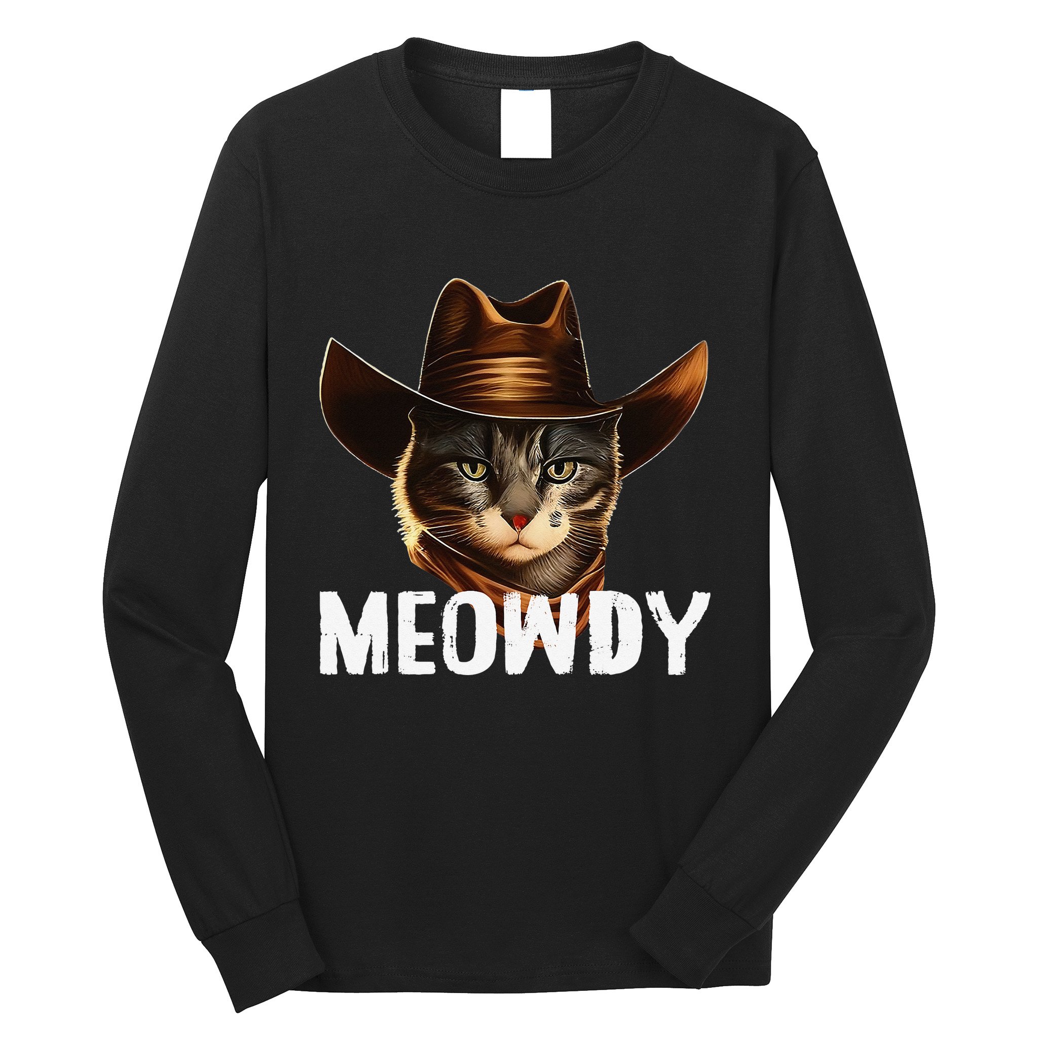 Meowdy Cat Cow Funny Cat Meme Long Sleeve Shirt
