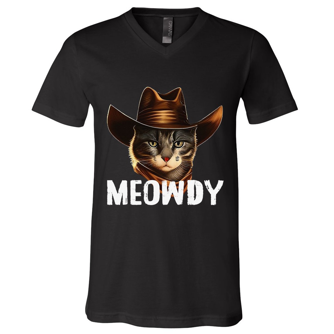 Meowdy Cat Cow Funny Cat Meme V-Neck T-Shirt