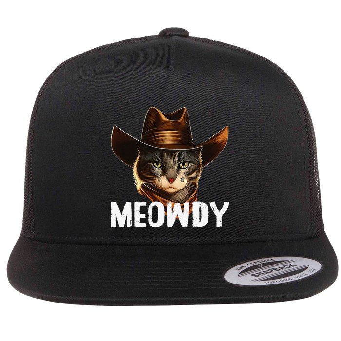 Meowdy Cat Cow Funny Cat Meme Flat Bill Trucker Hat