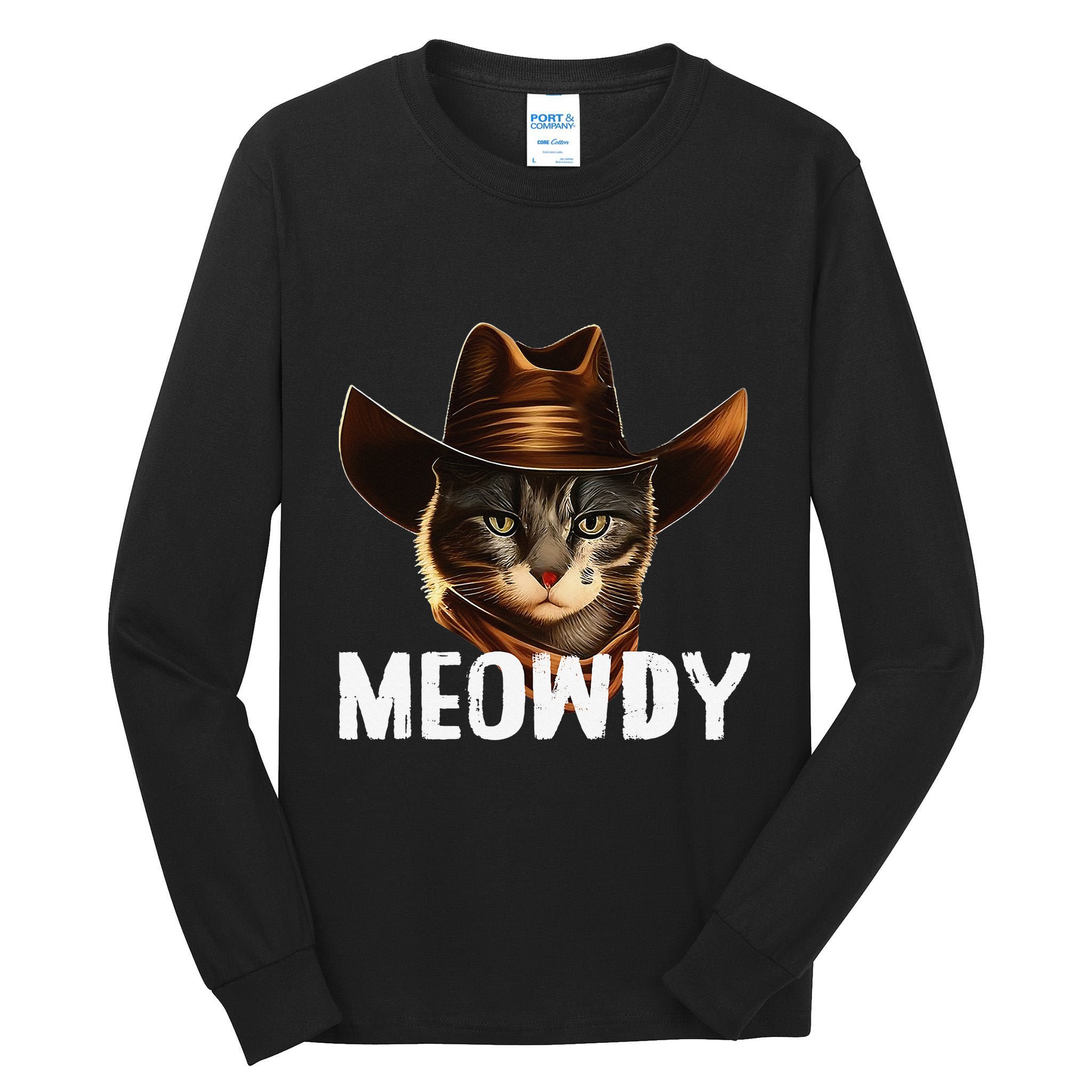 Meowdy Cat Cow Funny Cat Meme Tall Long Sleeve T-Shirt
