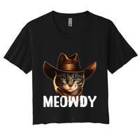 Meowdy Cat Cow Funny Cat Meme Women's Crop Top Tee