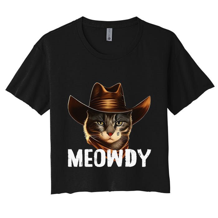 Meowdy Cat Cow Funny Cat Meme Women's Crop Top Tee